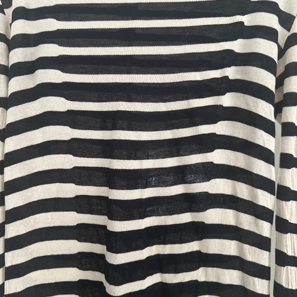 L'AGENCE Optical Illusion Longsleeve Top - Black and Ivory, Size M - Picture 5 of 9